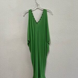 Bebe Green V-Neck Dress with Stud Accents